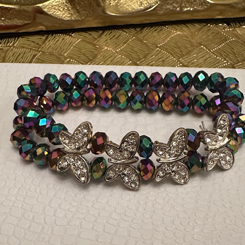Multicolor Crystal Butterfly Bracelet